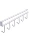 ECVV 1PCS Iron 6 Hooks Storage Shelf Wardrobe Cabinet Metal Under Shelves Mug Cup Hanger Bathroom Kitchen Organizer Rack Holder White