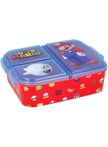 My sweety pop - Snack box &ndash; Lunch box &ndash; for children &ndash; Nursery &ndash; Kindergarten &ndash; School &ndash; Holiday &ndash; Meal &ndash; 19.5 cm &ndash; Gift Idea &ndash; 3 Compartments &ndash; Super Mario &ndash; Red &ndash; Boy