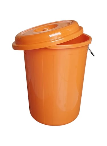 Multipurpose Home Storage Plastic Drum Bucket Bins Food Grains Storage Water Storage With Lid Stackable plastic drums (Orange, 70L)