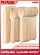 Wooden Compostable Utensils Set,100 Pieces (40 Forks 30 Spoons 30 Knives),Sturdy Wood Disposable Cutlery,Eco-Friendly Biodegradable Utensils For Party,Free From Plastic Cutlery Set For Eating