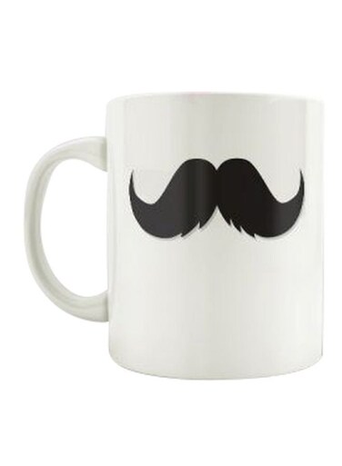 Moustache Printed Mug White/Black One Size