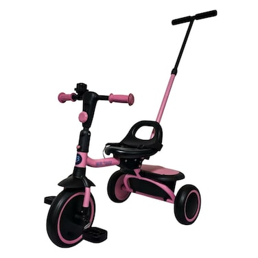 Lovely Baby Tricycle for Kids LB 277, Trike with Adjustable Handle, EVA Wheels, Seat Belt &amp; Rear Basket, Steel Frame for Children Age 1 to 3 Years - Pink