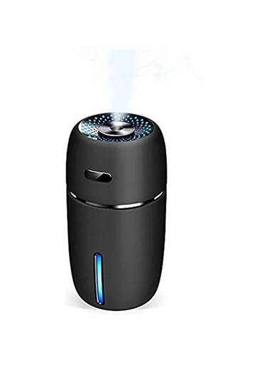 LELING USB Car Humidifier, 200ml Mini Portable Humidifiers Air Purifier with 7 Colors LED Night Light, Quiet Operation, Adjustable Mist Modes for Travel Home Baby Office Car (Black)