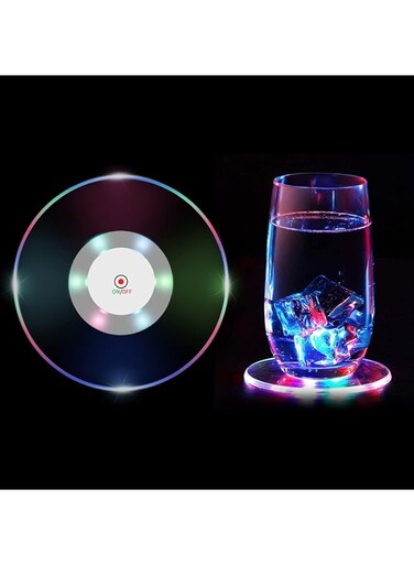 Tazweeq LED Coasters, 6pcs Ultra-Thin Light up Coaster, Waterproof Non-Slip Luminous Coaster for Beer Cocktail Parties Weddings Bar