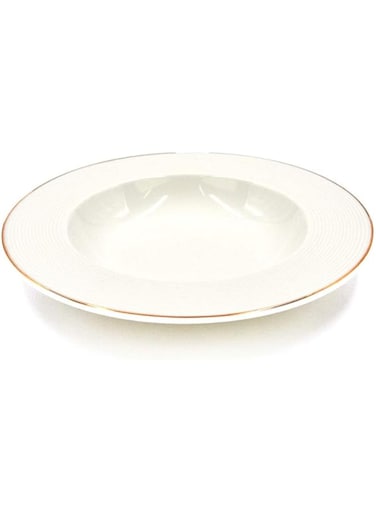 QUALITIER Soup Plate Gold - White Line 23cm