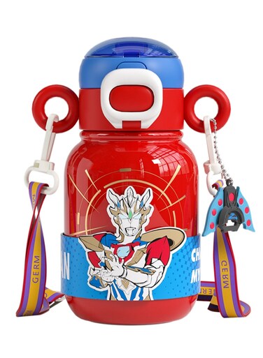 Ultraman Zeta Red Vacuum Bottle 500ml   GERM Super Series Stainless Steel Thermos Flask with Mouthpiece   BPA-Free Hot &amp; Cold Travel Bottle   Leak-Proof Kids &amp; Adult Vacuum Cup   Official Tsuburaya Product
