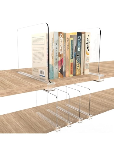 Ecowhite 6pcs Acrylic Shelf Dividers for Closet Organization, Closet Shelf Dividers Closet Organizer for Wood Shelf and Cabinets Shelf in Bedroom, Kitchen and Office