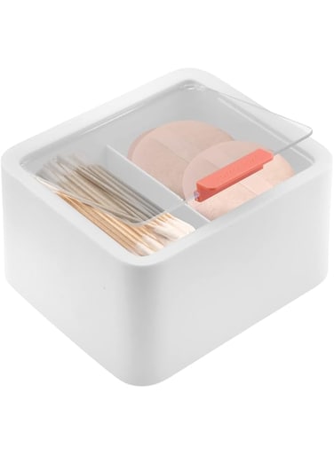 Oasisgalore Cotton Pad &amp; QTip Holder,Contton Dispenser Container with 2 Sections for Cotton Makeup Sponge