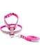 KH Sparkly Rhinestone Bling Dog Harness Leash Set Soft Leather Shining Diamonds Pet Collar Harness Vest for Small Medium Dogs Cats (M, Dark pink)