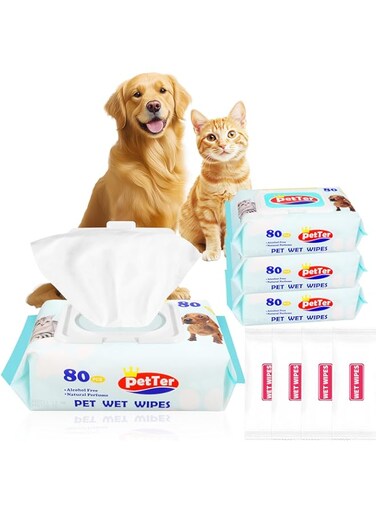 Waovacy Dog Wipes 160 Pcs, Pet Grooming Wipes For Cleaning Dogs and Cats Paws,Ears,Butt,Face And Eyes, Unscented Deodorizing Pet Wipes Daily Care Alcohol Free(2 Pack)