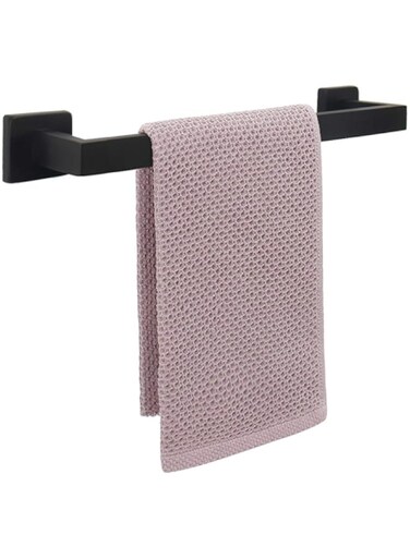 NearMoon Bathroom Towel Bar, Bath Accessories Premium Thicken Stainless Steel Square Shower Towel Rack for Bathroom, Towel Holder Wall Mounted (Matte Black, 12 Inch)