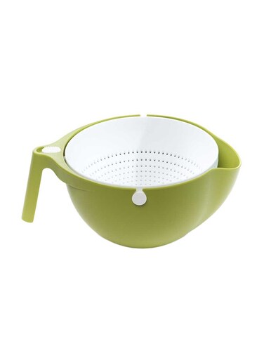 RIMAYA Rolling Colander Green/White 25x19x11centimeter