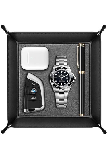 2Pcs leather Valet Key Tray Bowl Organizer