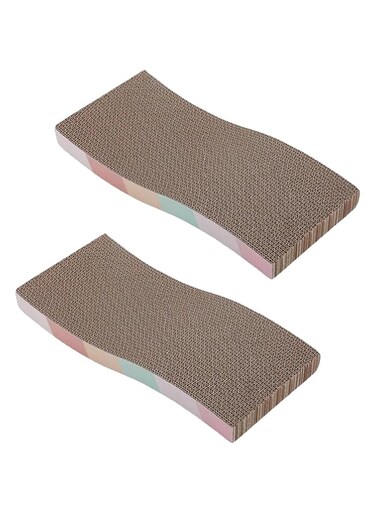 Duomama Reversible Cat Scratching Board - Large Cardboard Scratcher Set with Catnip for Indoor Cats - Wide Corrugated Design - Protect Furniture and Entertain Your Feline Friends - 2 Pack