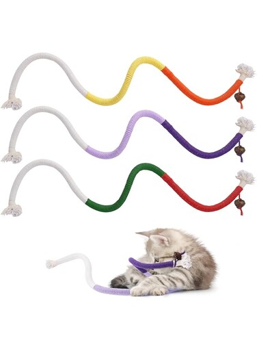 SINROBO Cat Toys Chew Ropes Toys，3 Pcs 27.9 Inches Interactive Catnip Toys for Indoor Cats，Kitten Teeth Cleaning Chew Toys for Dental Care