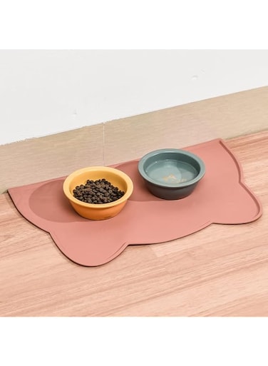 Lonimia 1 Pcs Pet Food Mat,Pet Silicone Bowl Mat,Pet Feeding Mat for Floor Non-Slip Waterproof Dog Water Bowl Tray Cushion Pink