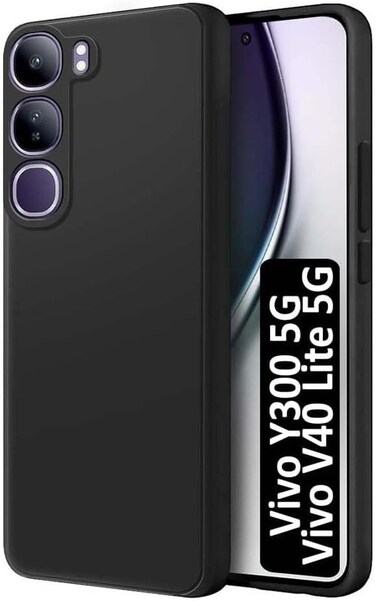 Case for Vivo Y300 Liquid Gel Rubber Bumper Case with Soft Microfiber Lining Cushion Slim Hard Shell Shockproof Protective Cover for Vivo Y300 5G 2024 (Black)