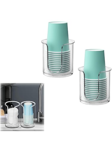 Duomama Bathroom Cup Dispenser for Vanity Countertop - Compact Paper Cup Holder (2 Pack)