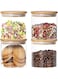 Dabacc 4 Pack Glass Jars with Airtight Bamboo Lids, Glass Kitchen Canisters Clear Container for Food Storage of Dry Goods, Cookie, Candy, Spices, Coffee Beans and More, 18.6 OZ