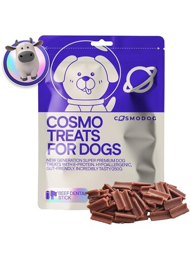 COSMODOG Dog Treats With Beef dental stick 250g E-Protein Hypoallergenic Dog Food For Puppies and Small Bread