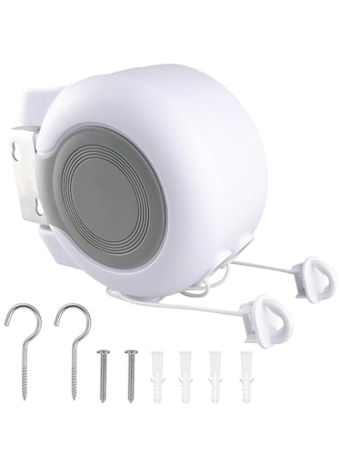 Tazweeq Retractable Clothesline 2x49 Feet Outdoor Indoor, Dual Heavy Duty Clotheslines for Laundry Drying, Wall-Mounted Portable Easy Installation Washing Lines Rope