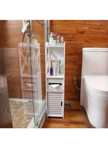 Bathroom Storage Stand 18x80x20cm Floor Standing Waterproof Cabinet White Toilet Slim Shelf Organizer Phone Stand