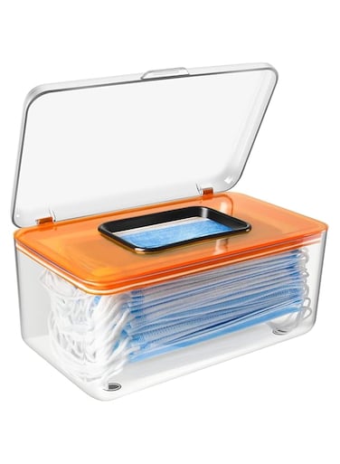 Excefore Facial Tissue Dispenser Box, Face Masks Storage Box Dispenser with Spring, Cover Holder Clear Acrylic Rectangle Napkin Organiser For Bathroom, Kitchen And Office Room