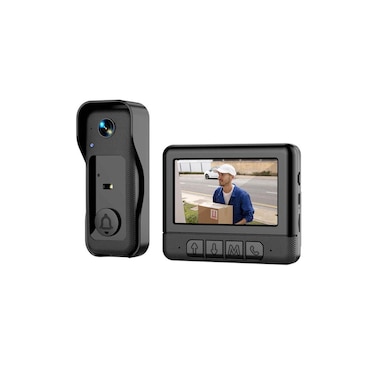 Smart Video Doorbell with LCD Monitor, Two-Way Intercom, HD Camera, Black
