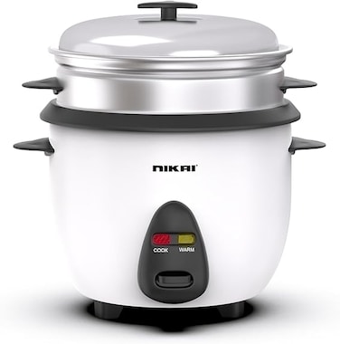 1L 400W 2-in-1 Non-Stick Electric Rice Cooker With Steamer, Multicooker, Convenience Pot &amp; Keep Warm Function For Flawless Meals, Detachable Cord, Cook, Steam, Ease &amp; Efficiency -NR701A (White)