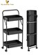 3 layer movable hand push storage cart (black)