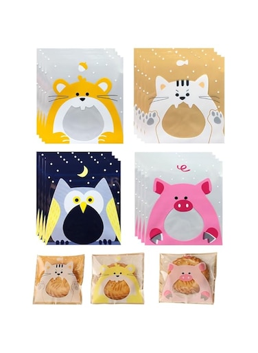 JZS Self Adhesive Plastic Cookie Bags, 400 Pcs Candy Bags Self-adhesive Candy Cellophane Bags DIY Plastic Individual Cookie Bags for Christmas Holiday Party Gift Decoration Supplies