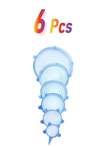 Silicone Stretch Lids Blue 6-Piece