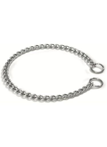 Beeztees Choke Chain with Round Links, 3 mm x 60 cm, Chrome Plated