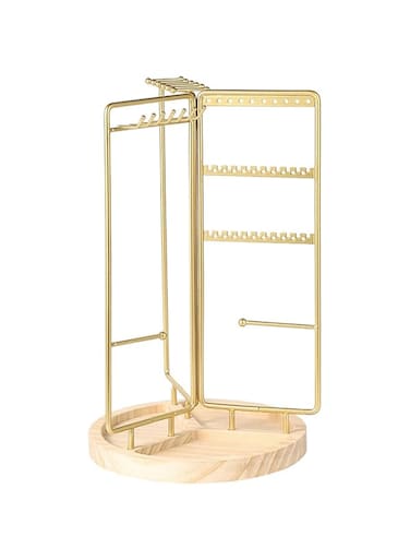 Tazweeq Rotating Jewelry Stand, 360&deg;Rotating Jewelry Stand with Wood Basic Necklace Holder Earring Organizer, Removable Hanging Jewelry Rack, Ring earring necklace l organizer