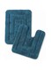 2-Piece Pure Cotton Bathmat Set SOS-1923 (Royal Blue) 45x60cm+45x50cm, Supersoft, Fluffy, Highly Absorbent, Nonslip, Washable, Quickdry, Fade Resistant.