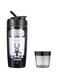 SULUNZEGER Protein Shaker Bottle Electric, Rechargeable Portable Blender with Powder Cup, Mini Protein Mixer for Gym, Food Processors Blenders for Juicer, Smoothie, Milk, (650ML, Black)