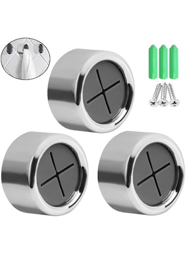KASTWAVE Self-Adhesive Kitchen Towel Holder Kitchen Hooks KASTWAVE Round Wall Mount Hook Hand Towel Holder for Bathroom, Kitchen and Home, No Drilling 3 Pieces
