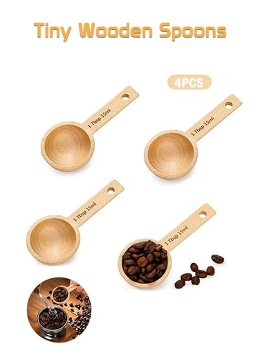 Pack Wood Measuring Scoops for Canister, 1 Tablespoon Beech Coffee Scoop Measuring Spoons for Coffee Beans, Ground Coffee, Protein Powder, Spices, Tea and Bath Salt