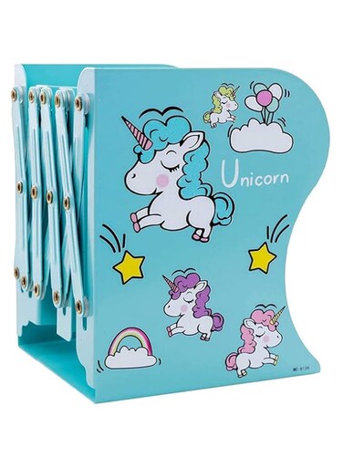 SKEIDO Telescopic Book Stand Folding Book Stand Metal Unicorn Cartoon Look Bookshelf Reading Frame effectual Sturdy and Nonslip for Books/Movies/CDs/Video Games