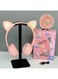 Cat Ear Stereo Headset with RGB LED Lights &ndash; Wireless/Wired Over-Ear Headphones, Pink Color, M31