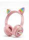 Cat Ear Stereo Headset with RGB LED Lights &ndash; Wireless/Wired Over-Ear Headphones, Pink Color, M31