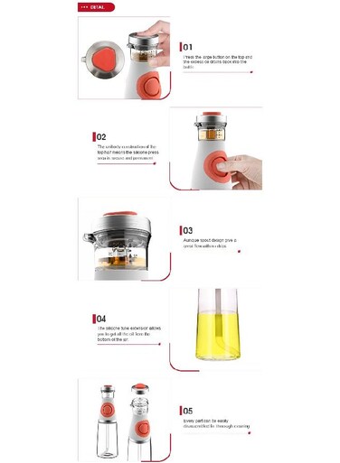 Home Kitchen Cooking Bulk Dispenser Accessories Leak Proof Glass Bottle for Olive Oil and Vinegar