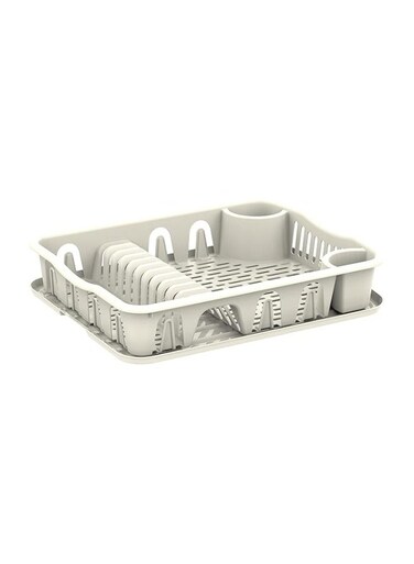 Large Dish Rack with Drainer Off White