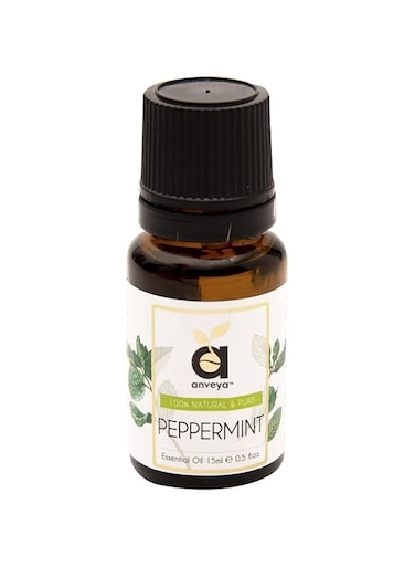 Anveya Peppermint Essential Oil, 100% Natural, Pure &amp; Undiluted, 15ml, Best For Hair, Dandruff, Skin, Face, Cold, Congestion, Steam &amp; Diffuser