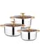 ECVV Kitchenware Stainless Steel Gold Capsulated Cooking Pot Non Stick Cookware Sets with Glass Lid