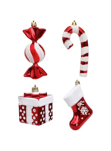 Christmas candy cane gift box boots four piece set combination pendant Christmas tree decoration props（4piece）