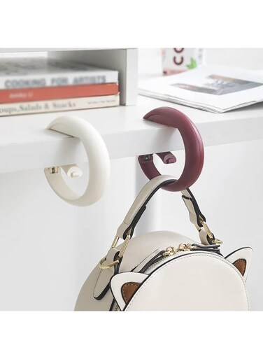 seven 2 PCS Foldable Handbag Hangers for Tables Portable Desk Hooks for Women's Bags Durable ABS Material Perfect for Cafes Libraries and More
