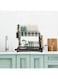 STORECHO Kitchen Countertop Dish Rack Drainer, 2 Tier Stainless Steel Rack for Drying Dishes, Cups, Plates (BLACK)
