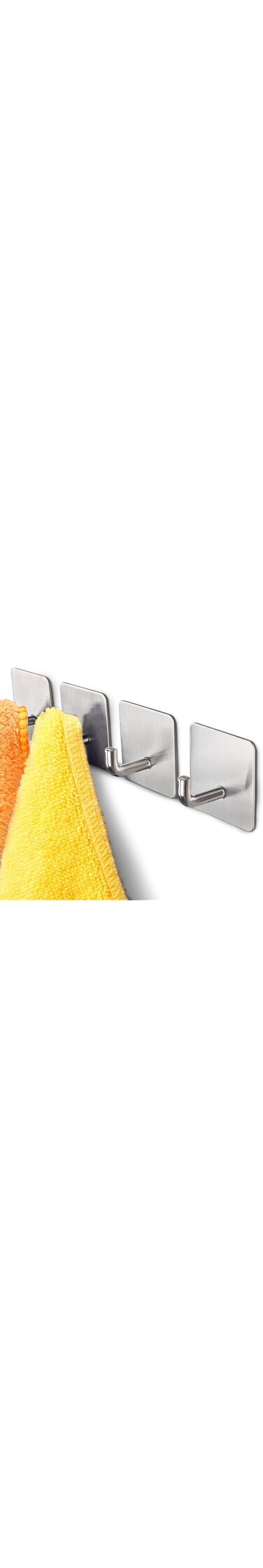 HASTHIP&reg; 4 PCS Wall Hooks, Stainless Steel Self Adhesive Hooks, Heavy Duty Robe Towel Wall Hooks, Hooks for Hanging No Drill, for Kitchens Bathrooms Offices No Drill Needed (Silver)