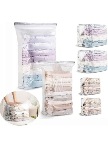 MAKINGTEC Vacuum Storage Bags Jumbo Cube 6 Pack, Space Saver Bags Extra Large Vacuum Seal Bags for Comforters Blankets Clothes (3 Jumbo 3 Medium), Closet Organizers and Storage Bags Vacuum Sealed